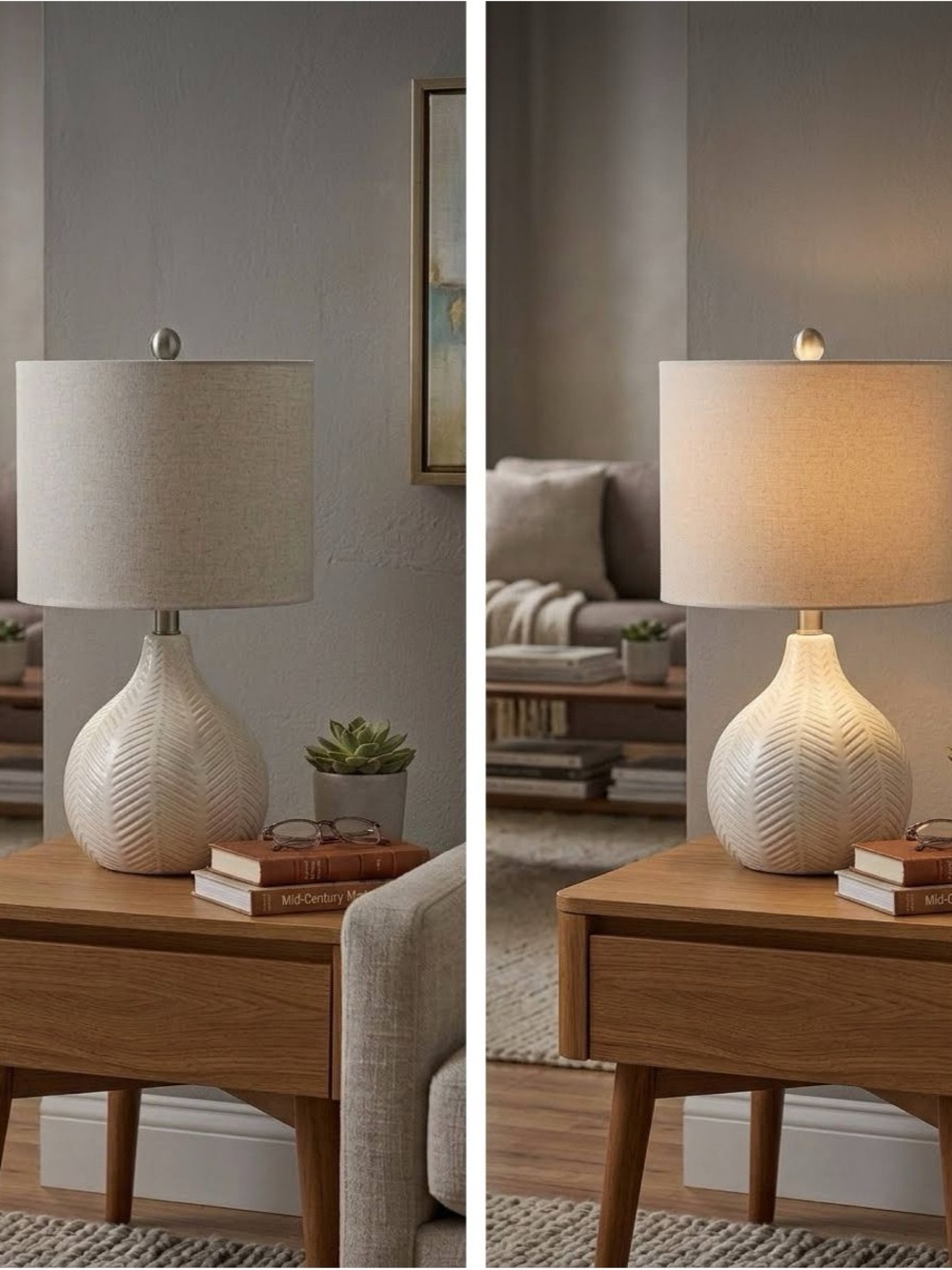 Rainermen Ceramic Table Lamp Off-White - Signature Design by Ashley: Modern Beds